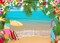 Summer Hawaiian Beach Backdrop for Photography Tropical Flower Aloha Backdrop Blue Sky Ocean Palm Leaves Background Birthday Party Decor Baby Shower Photoshoot